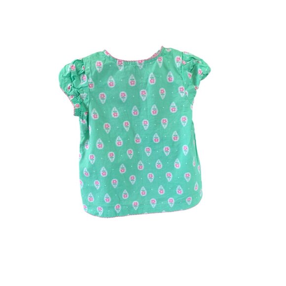 Just For You Carters Girls Infant Baby 12 months Short Cap Sleeve Dress Green Pi - Picture 2 of 3